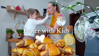 Easter with Kids🐰| inTHEmiddle of baking and decorating | Walnut Crescent Rolls | Family Vlog