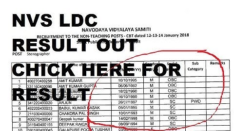 NVS LDC FINAL RESULT OUT|| NVS LDC STOREKEEPER RESULT OUT||Stenographer ||2 april 2018