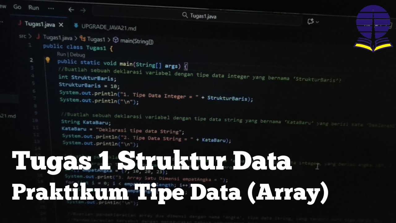 tutorial belajar javascript – mengenal tipe data... Tugas 1 Struktur Data | Praktikum Tipe Data (Array) - YouTube