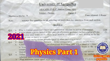 Ads Physics part1 Sargodha university past paper 2021 |3rd year physics paper #uos #3rd_year_physics