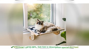 Mewoofun Cat Window Perch Wood Metal Frame Easy to Assemble for Windowsill Bedside Drawer and Cabine