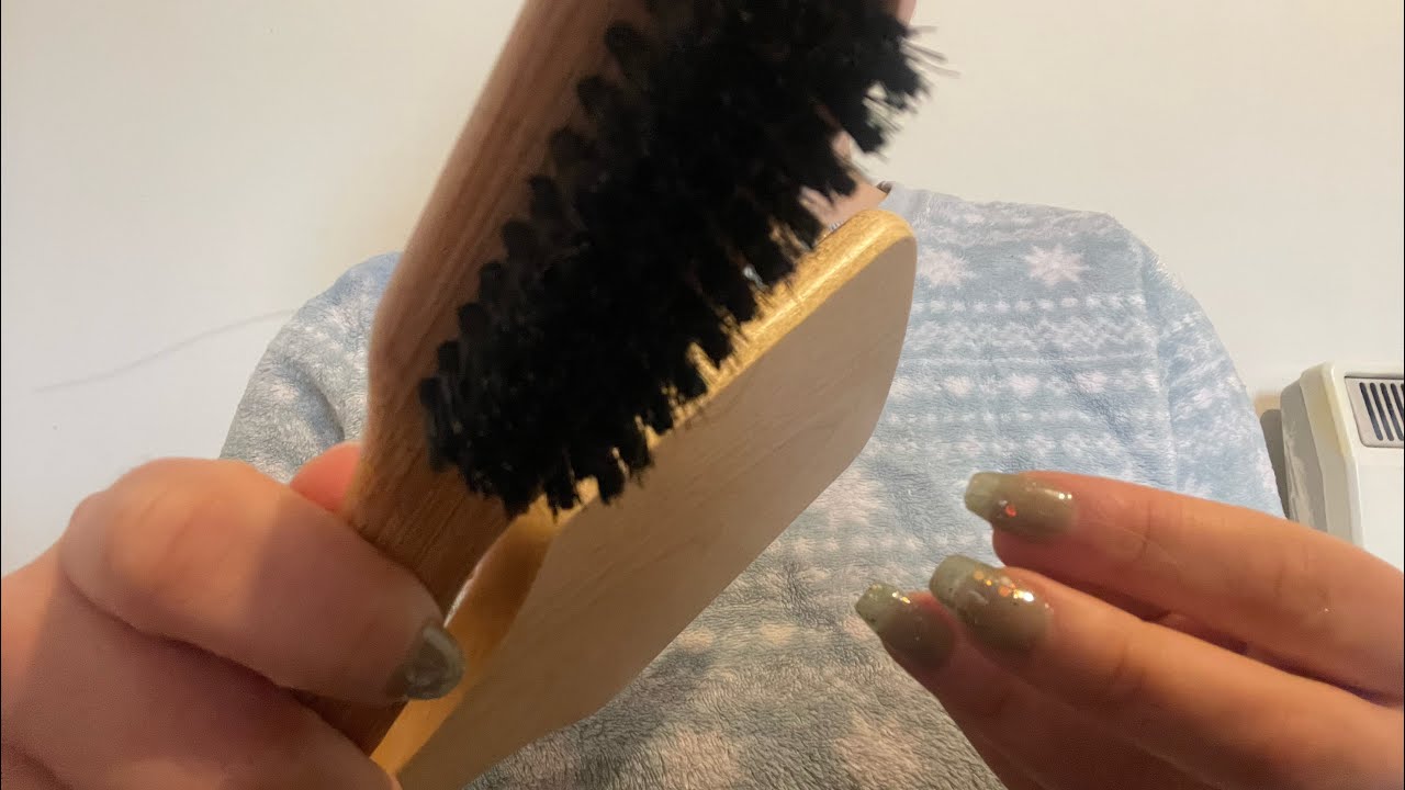 ASMR brushing your hair, braiding and clipping it with invisible clips💆‍♀️🌙 no talking 