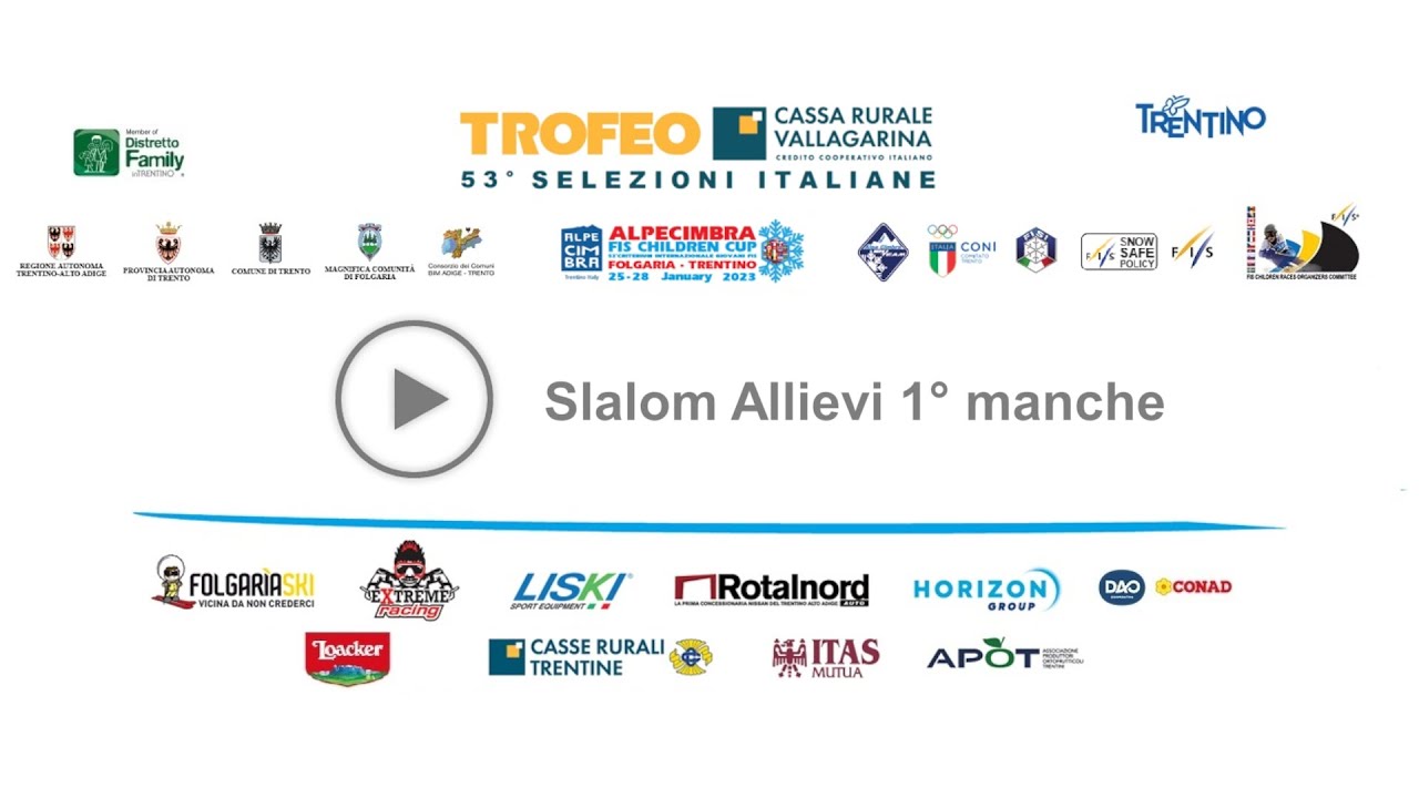 Trofeo Cassa Rurale Vallagarina - Slalom Allievi 1° run #alpecimbrafischildrencup | SPORTCULTURA.TV