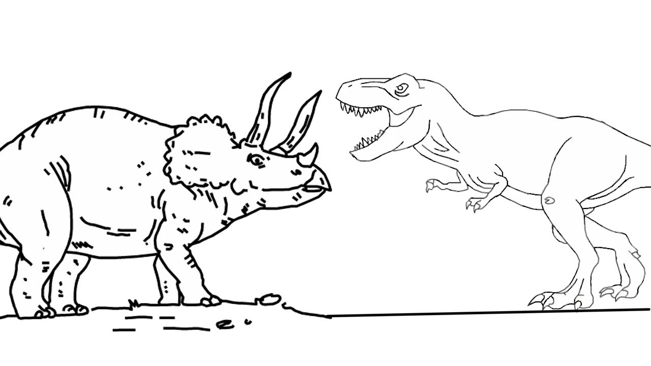 How to Draw Dinosaur: Tyrannosaurus Rex and Triceratops 