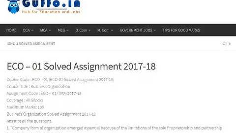 ECO-01 SOLVED ASSIGNMENT 2017-18 - GUFFO