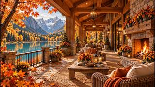 Soft Piano by a Golden Autumn Lake 🍂 Crackling Firepalce for Deep Focus and Cozy Relaxation screenshot 1