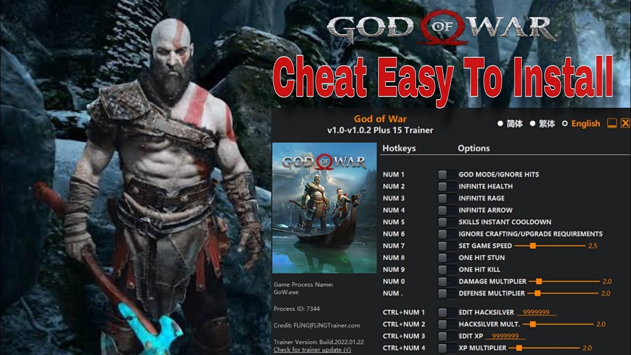 GOD OF WAR Cheat Code Menu Trainer Install