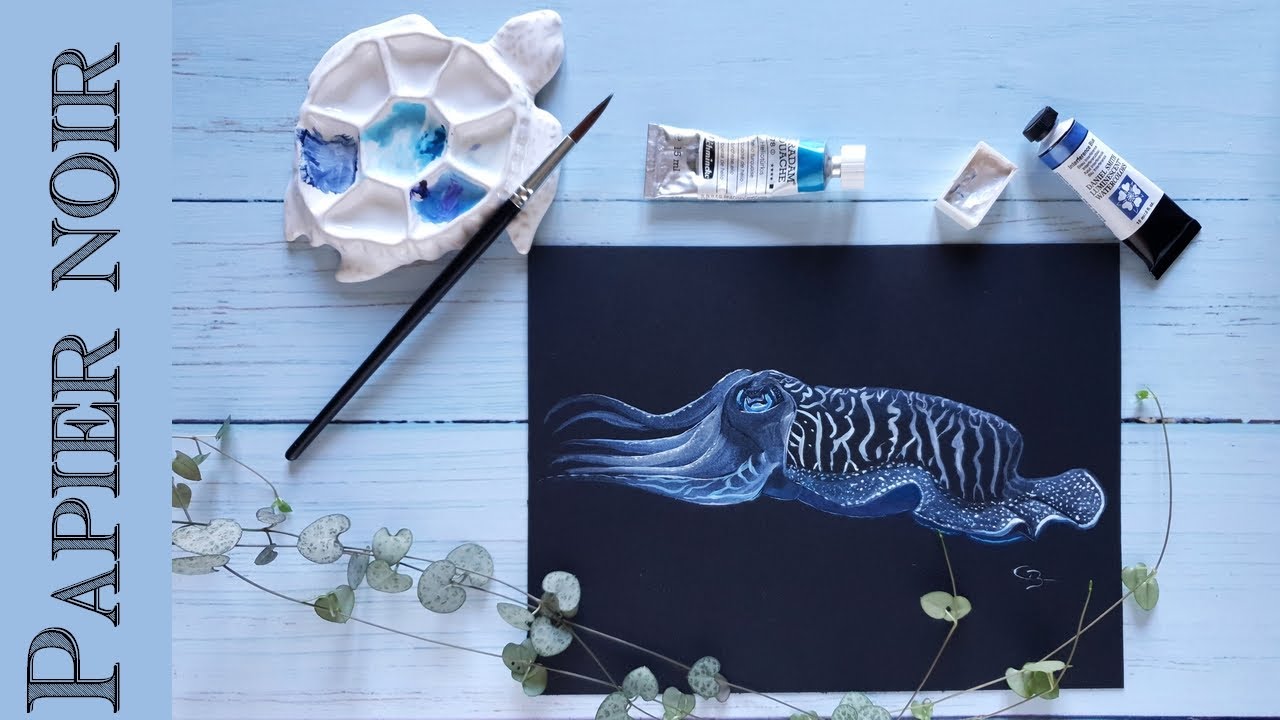 🖤 Peindre sur Papier Noir 🦑 - YouTube