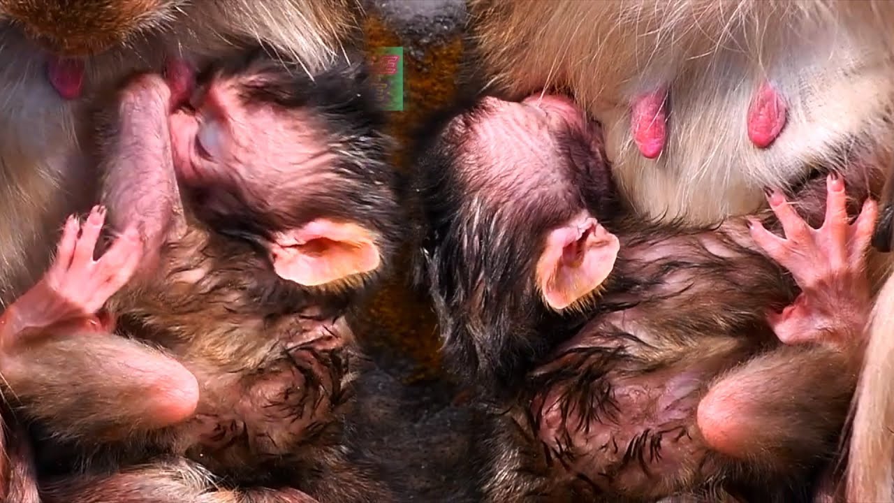 Congratulation! Newborn Baby Monkey Moments With Young Mommy