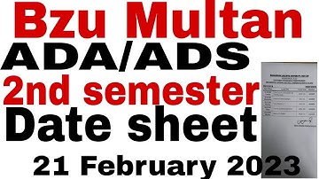 Bzu Multan ADA/ADS 2nd semester Date Sheet 2023