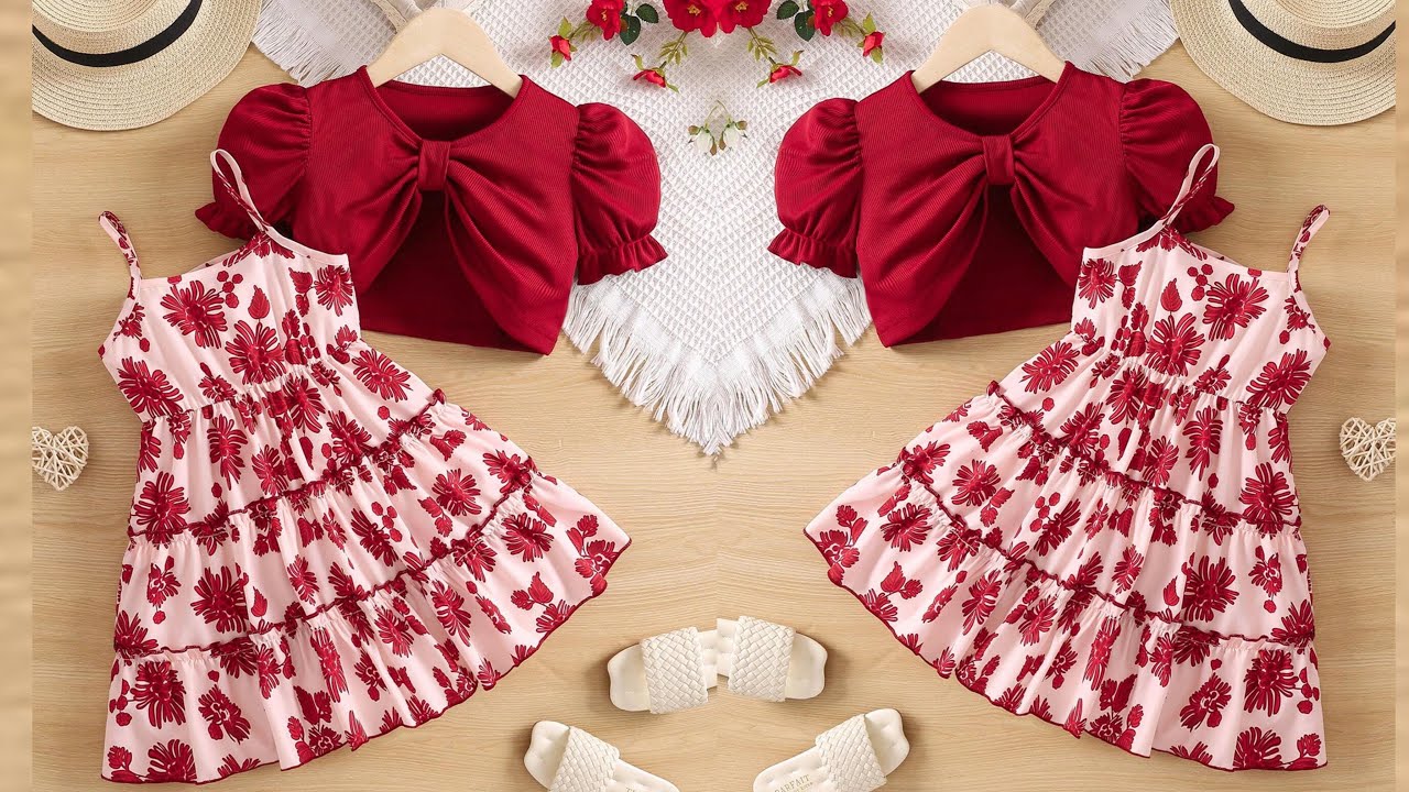 Beautiful Layer Baby Frock With Puff Sleeve Blouse (Jacket) Cutting and Stitching/Very Easy Dress