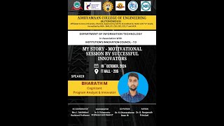 My Story - Bharath - Motivational Session by Successful Innovators