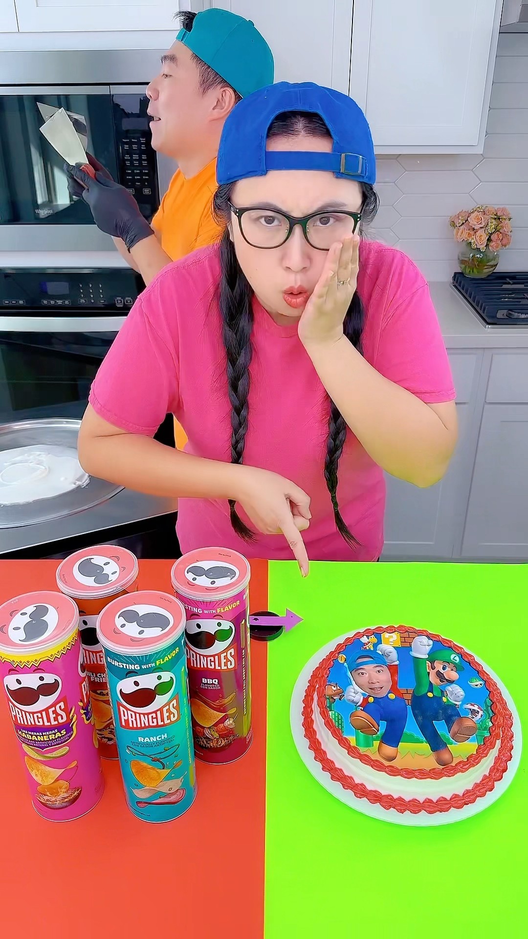 Mario cake vs Pringles chips ice cream challenge!? #funny by Ethan Funny Family