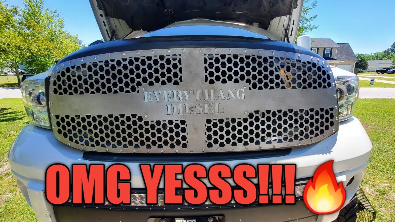 CUSTOM 3RD GEN CUMMINS GRILLE REVEAL!!!! STEEL TOOTH FAB YouTube