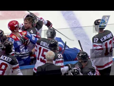 Драка 4 на 4 между Россией и Канадой на Sochi Hockey Open 2017 / Fight: Russia VS Canada