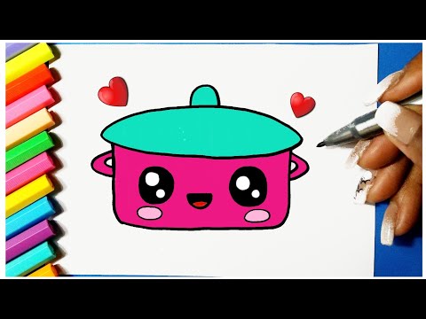 Como desenhar Panela Rosa fofa Kawaii ❤ Desenhos Kawaii - Desenhos para  Desenhar 