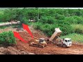 The Best Operator Dump Truck Transport Land And Bulldozer Push Soil to Cleaning Land