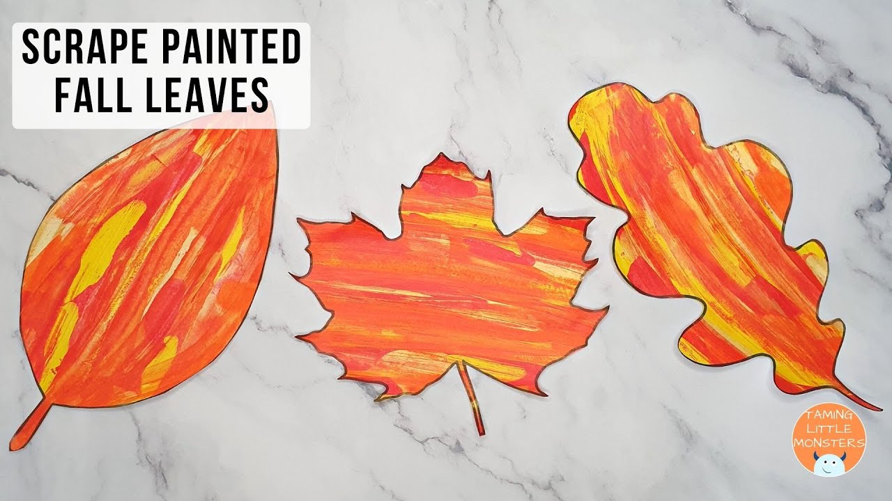 How to make Fall leave scrape paintings - YouTube