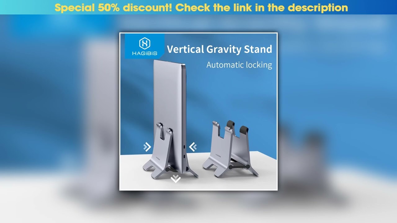 Hot Picks Hagibis Vertical Laptop Stand Desktop Gravity Holder Aluminum Notebook Dock Space-Saving•