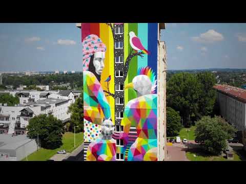 Okuda San Miguel mural in Lodz Poland