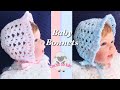 How to crochet Newborn baby bonnet 0-6M - boy or girl baby caps fast and easy - Crochet for Baby 199