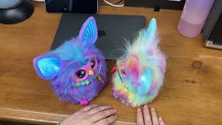 Furby besties meet for the first time! Early Tiedye Furby Christmas present!