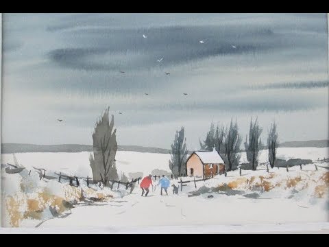 Watercoloring snow scenes for   beginners