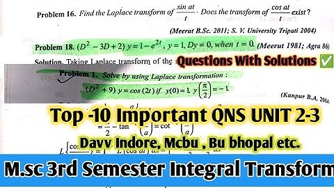 Integral transform important Questions with Solution || Msc 3rd Semester mathematics ||