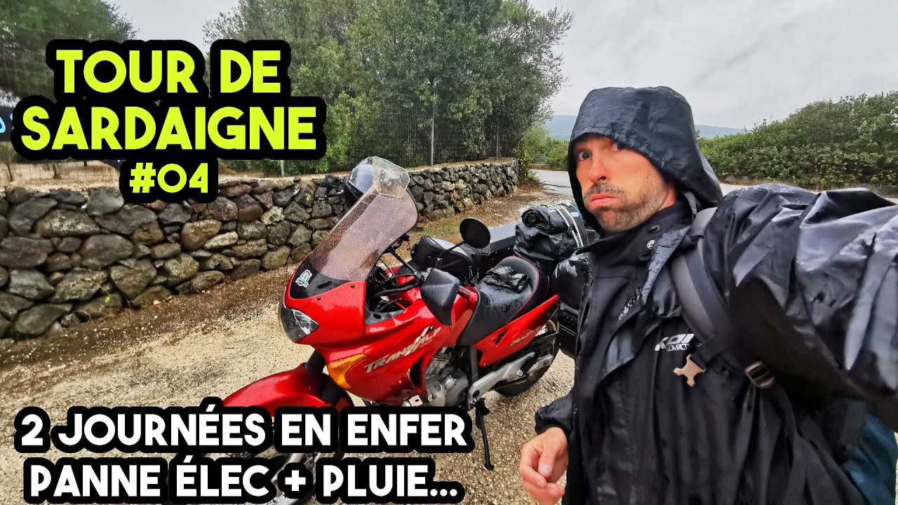 Le tour de la Sardaigne à moto se complique : panne électrique et pluie battante ! - EP.04