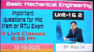 Important questions of BME for Mid term & RTU Exam I unit 1 & 2