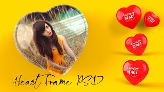 Heart Frame Mockup PSD l Valentines Day Heart l PSD for Editing Work screenshot 1