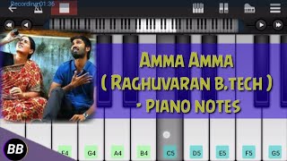 Video thumbnail of "Amma Amma ( Raghuvaran b.tech ) - Piano Notes | Bb Entertainment Piano"