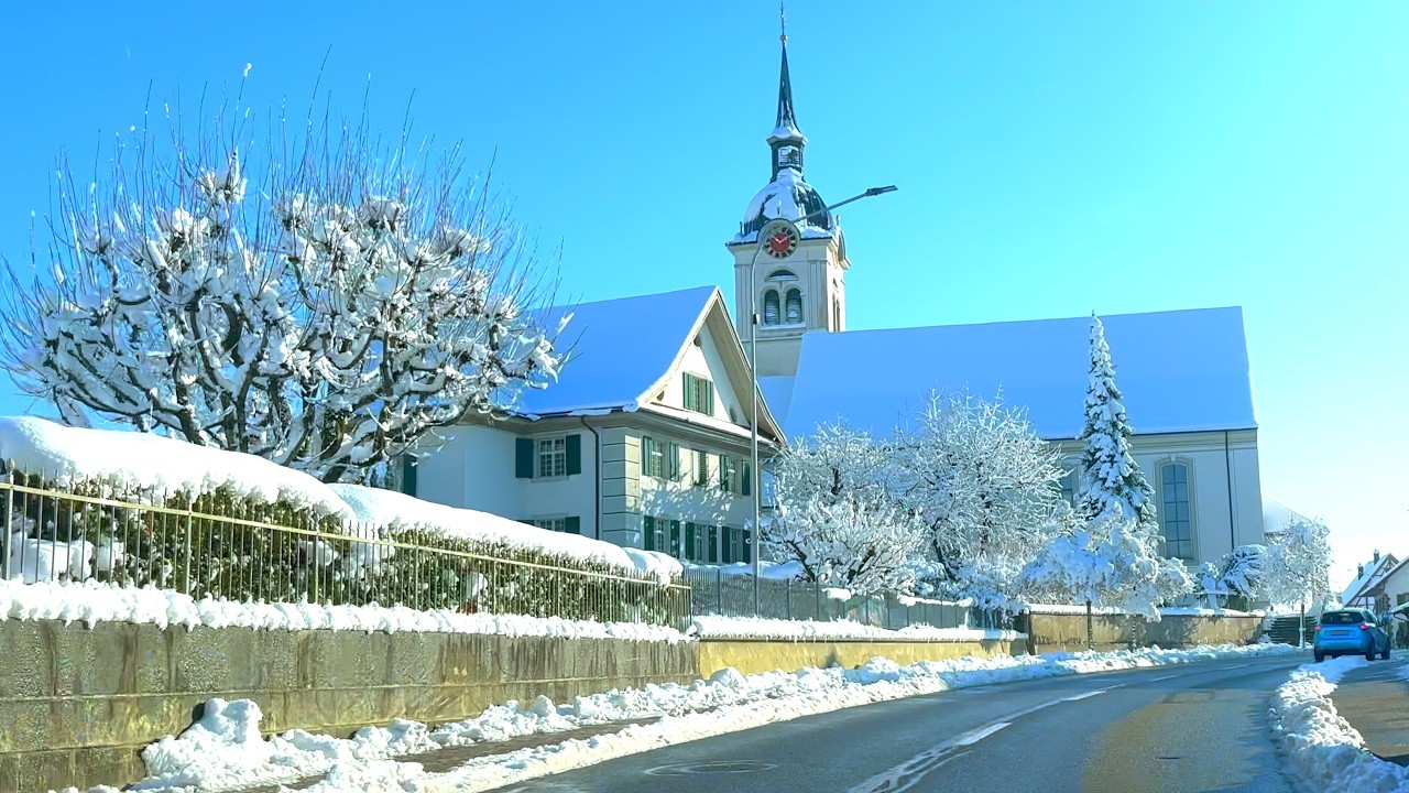 Relaxing Winter Driving Through Swiss Villages | Slow TV | 4K HDR | ASMR