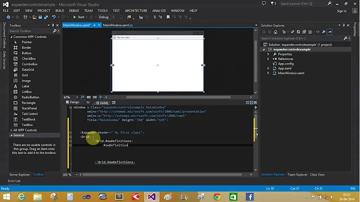 How to use expander control in wpf