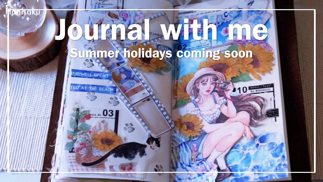 [ASMR]  もうすぐ夏休み☀️コラージュ  |  journal with me | collage |