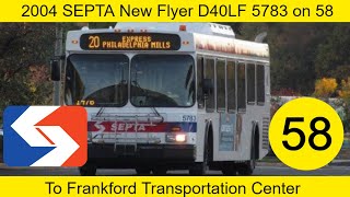 (Retired) 2004 SEPTA New Flyer D40LF 5783 on 58