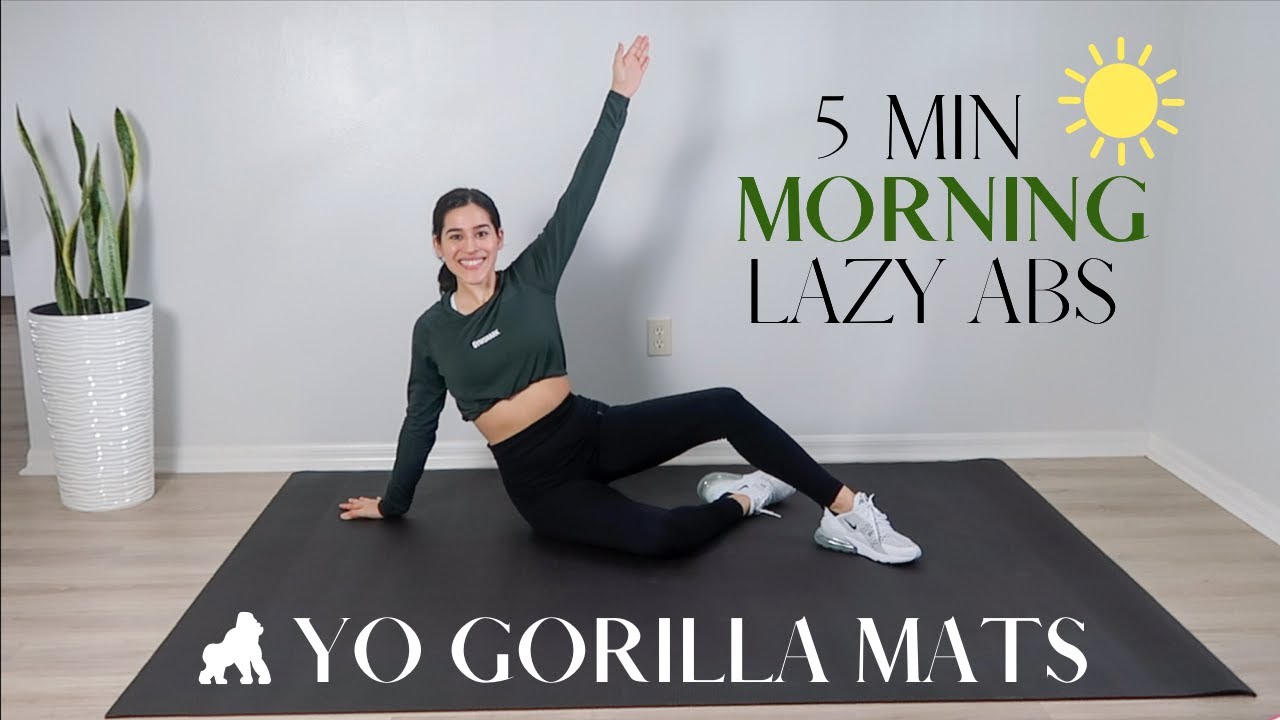 5 MIN Bodyweight Morning Abs l Lazy Workout w/ YO GORILLA MATS 💕🦍 