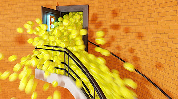 🎾🎾 10,440 TENNIS Balls Rolling Down SPIRAL Staircase Animation - Blender 3D Rigid Body Simulation 🎾🎾