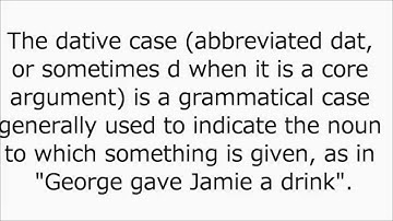 The Dative Case (aka Indirect Object)