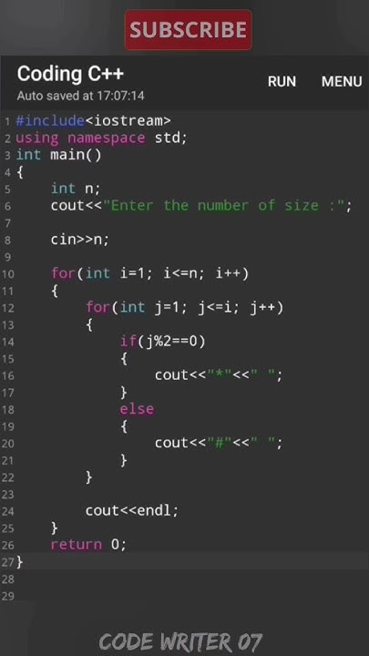Normal C++ pattern program tutorial video || 💯🧠 #coding #youtubeshorts ...