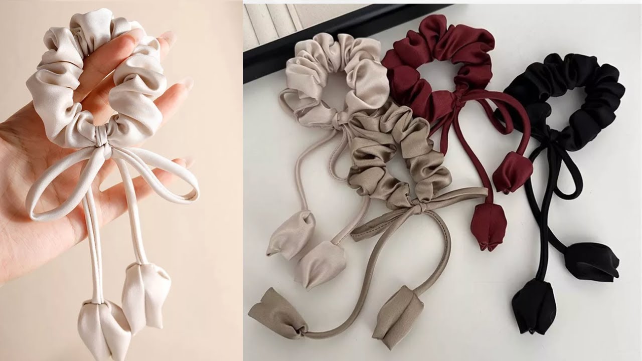 DIY SCRUNCHIE/ Scrunchie con Tulipanes/ Nuevo Diseño de Scrunchie de satin / Laço de Cabelo