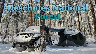 Snow Camping In My Jeep ASMR Oregon
