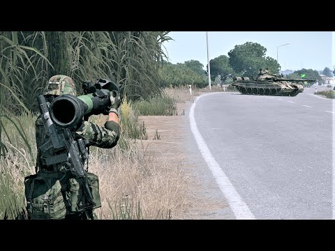 2 Russian T-80 Tanks Destroyed by Ukrainian NLAW Anti-Tank Missile - ARMA 3