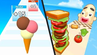 ICE CREAM RUSH vs SANDWICH RUNNER - Satisfying Double Gameplay All Levels New VERSION Android ios