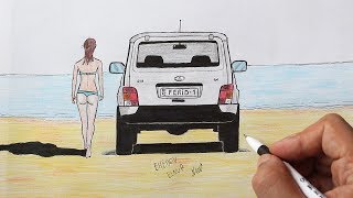 How to draw a Niva Urban car