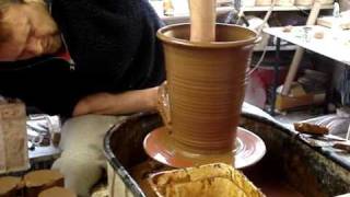 Me throwing a Terracotta Planter on the wheel. As these kind of pots are quite deep they are ideal for herbs which gives them a 