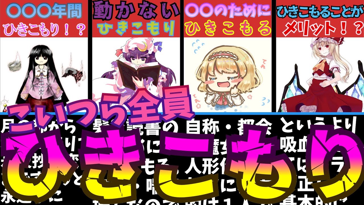 東方project豆知識 東方プロジェクトにおける引きこもりキャラとは 彼女たちはなぜ引きこもるのか ゆっくり解説 Youtube