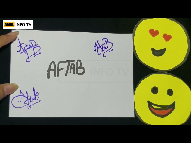 Aftab Name Signature - Handwritten Signature Style of Aftab Name - Signatures By Amal Info TV class=