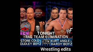Kurt angle & the hardy boyz vs stone cold & dudley boyz smackdown 2001 #wwe