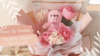 HOW TO MAKE TEDDY BEAR BOUQUET | FLOWER BOUQUET TYING & WRAPPING TECHNIQUES & IDEAS screenshot 2